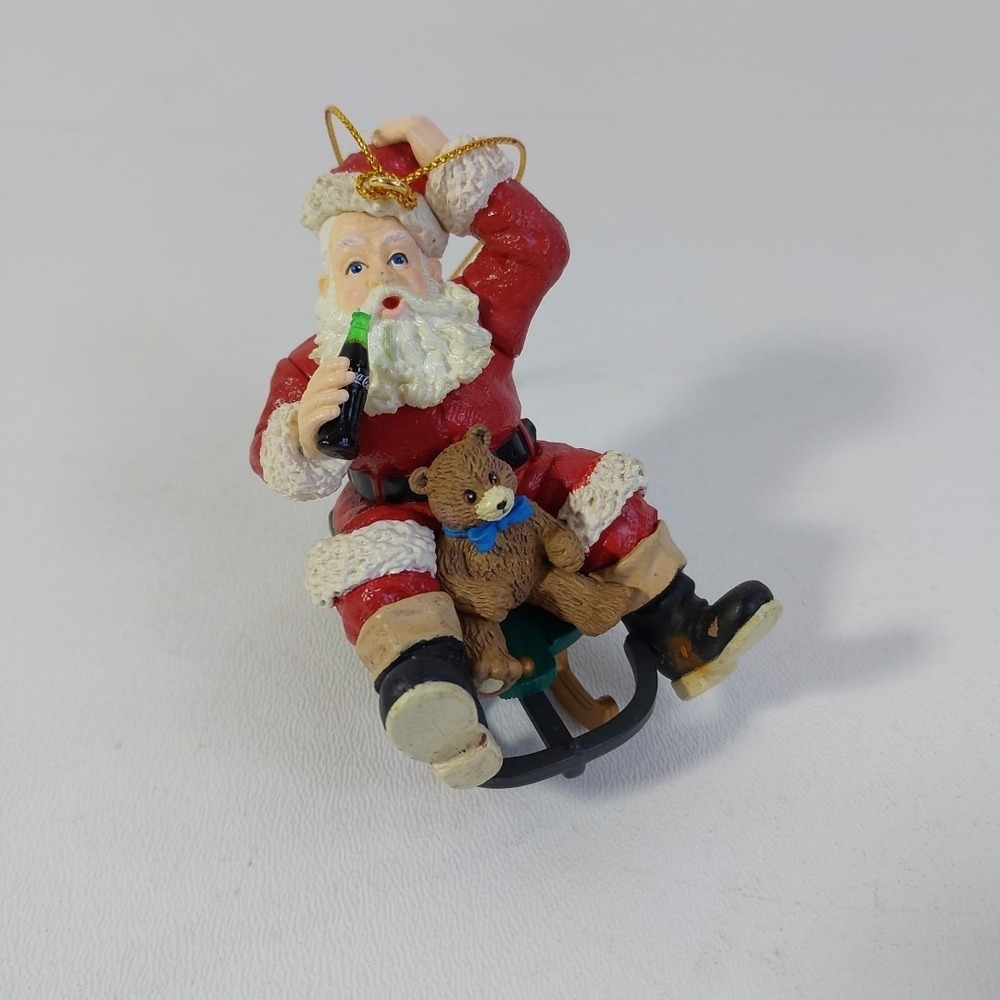 Trevco Coca-Cola Santa On Sled Christmas Coke Ornament VTG